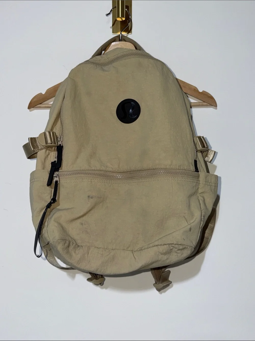 lululemon athletica Tan Khaki Backpack with Front Zip Pocket